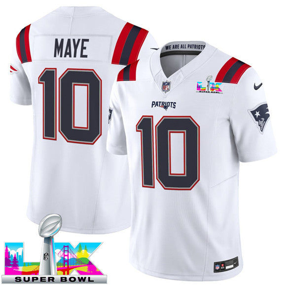 Drake Maye New England Patriots white Vapor jersey