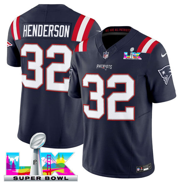 TreVeyon Henderson New England Patriots navy Limited jersey