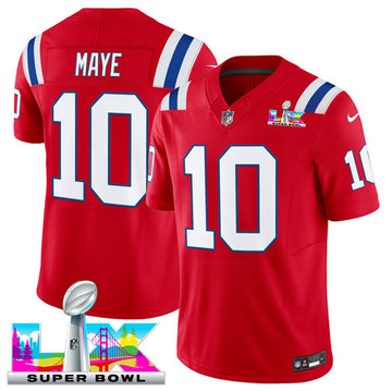 Drake Maye New England Patriots red Vapor jersey