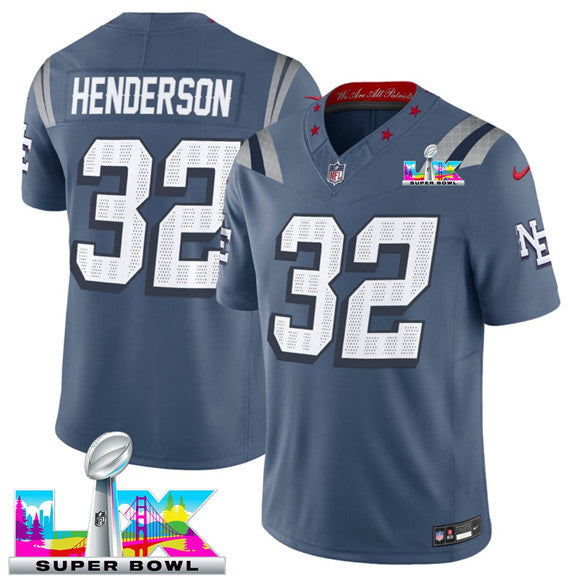 TreVeyon Henderson Storm New England Patriots blue Vapor jersey