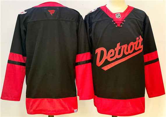 Custom Detroit Red Wings black jersey
