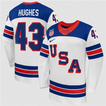 Quinn Hughes Team USA Hockey white jersey