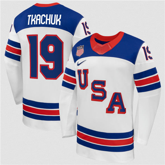 Matthew Tkachuk Team USA Hockey white jersey