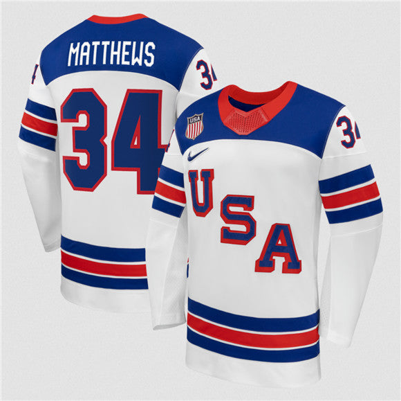 Auston Matthews Team USA Hockey white jersey
