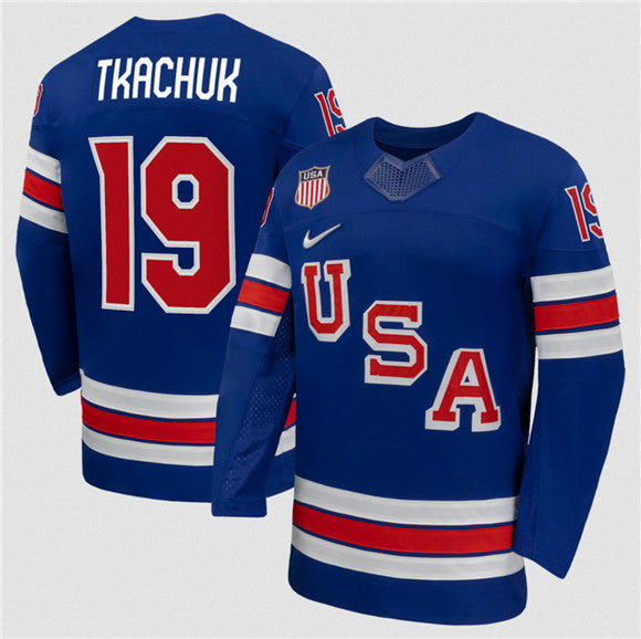 Matthew Tkachuk Team USA Hockey royal jersey