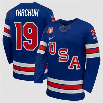 Matthew Tkachuk Team USA Hockey royal jersey