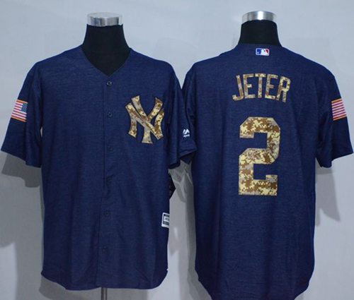 Derek Jeter Denim New York Yankees blue Salute To Service jersey