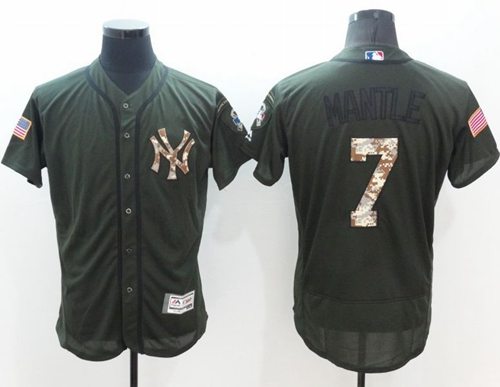Mickey Mantle New York Yankees green Salute To Service jersey