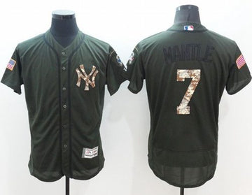 Mickey Mantle New York Yankees green Salute To Service jersey