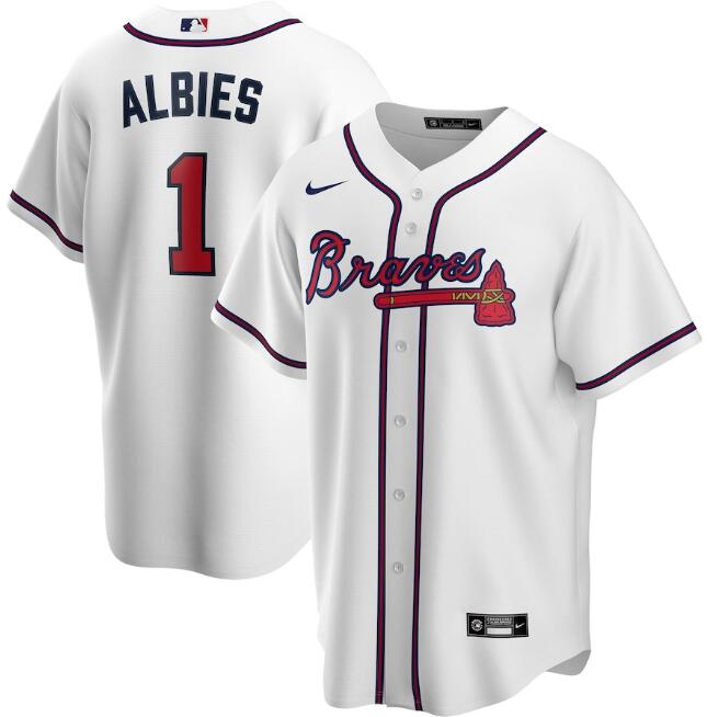 Ozzie Albies Atlanta Braves white jersey