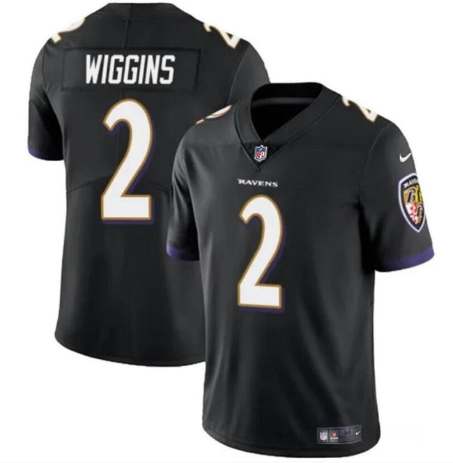 Nate Wiggins Baltimore Ravens black jersey