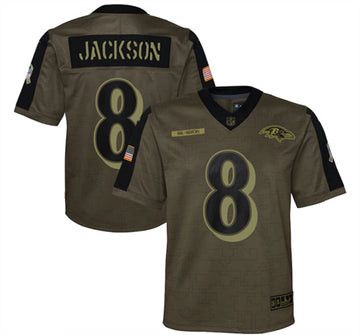 Lamar Jackson Baltimore Ravens olive Salute To Service jersey