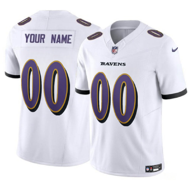 Custom Baltimore Ravens white FUSE jersey