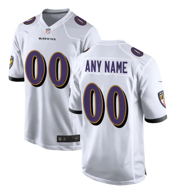 Custom Baltimore Ravens white Game jersey