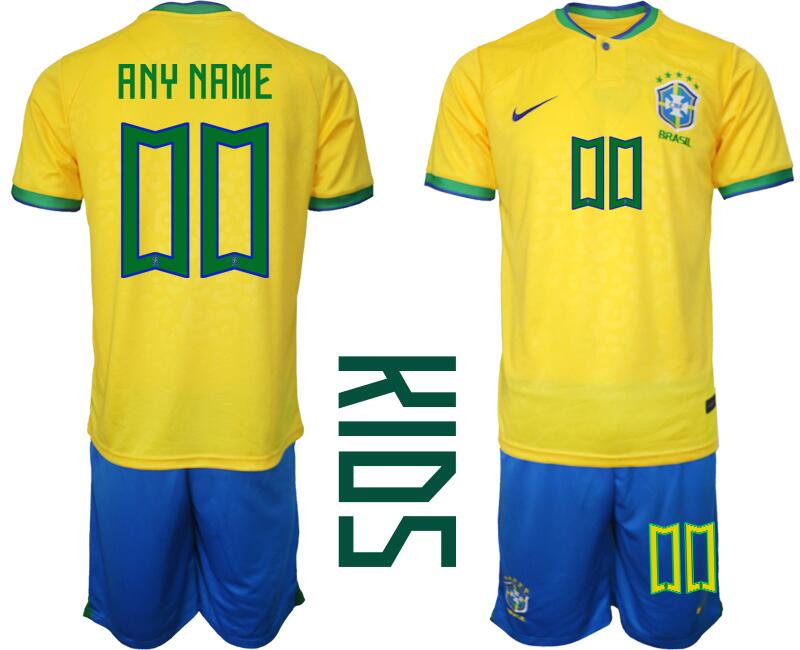 Custom Brazil National Team yellow Home jersey