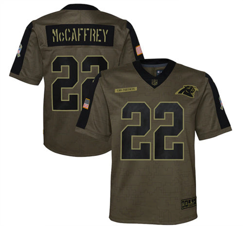 Christian McCaffrey Carolina Panthers olive Salute To Service jersey