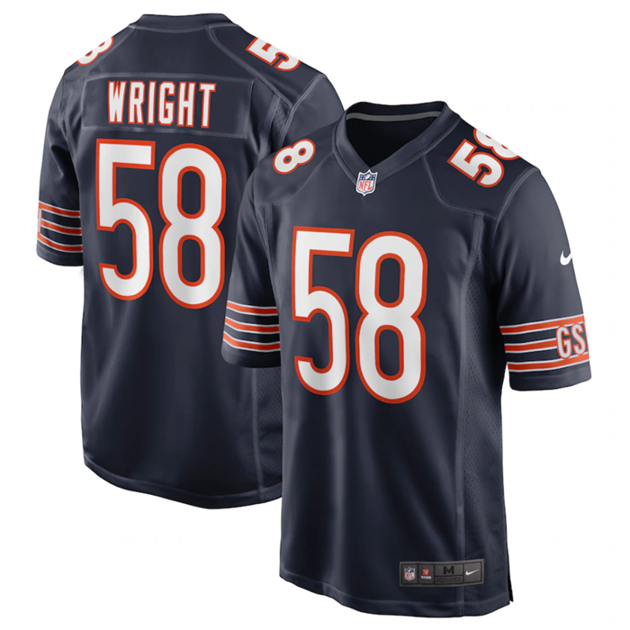 Darnell Wright Chicago Bears navy Game jersey