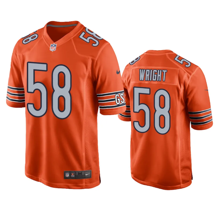 Darnell Wright Chicago Bears orange Game jersey