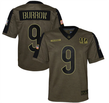 Joe Burrow Cincinnati Bengals olive Salute To Service jersey