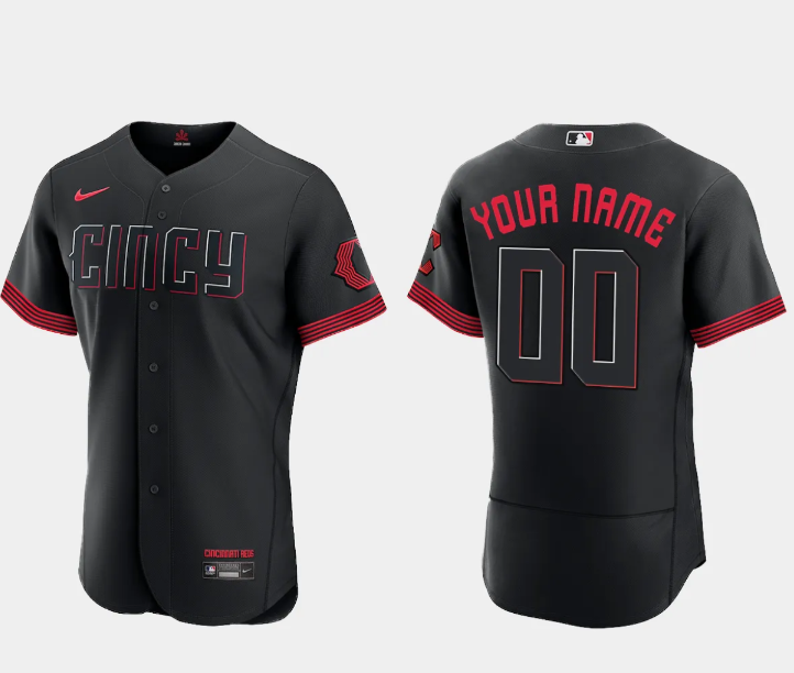 Custom Cincinnati Reds black City Connect jersey