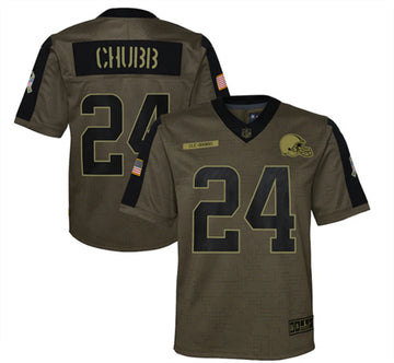 Nick Chubb Cleveland Browns olive Salute To Service jersey