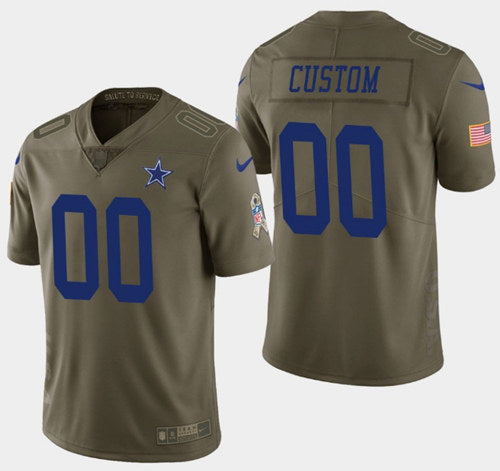 Custom Dallas Cowboys olive Salute To Service jersey
