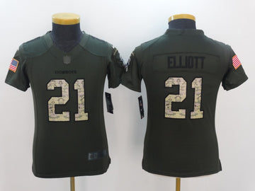 Ezekiel Elliott Army Dallas Cowboys green Salute To Service jersey