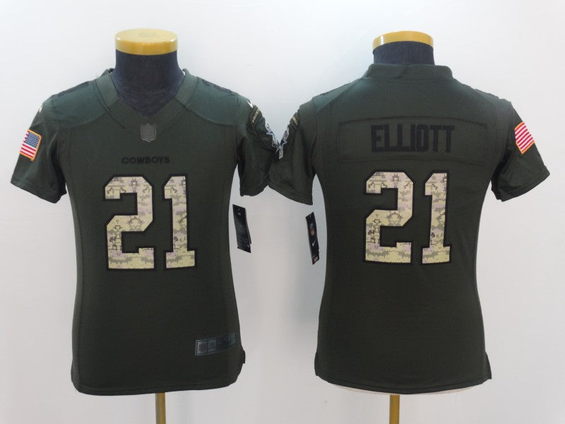 Ezekiel Elliott Army Dallas Cowboys green Salute To Service jersey