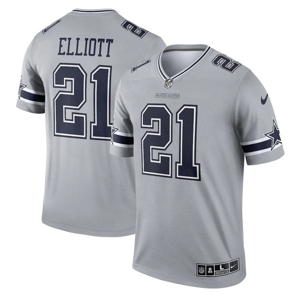 Ezekiel Elliott Dallas Cowboys gray jersey