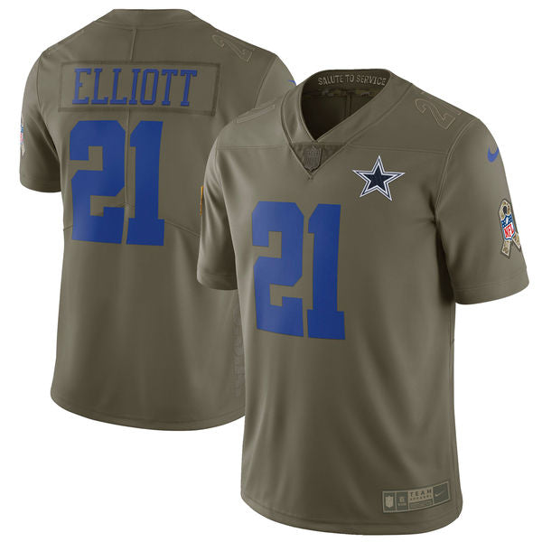 Ezekiel Elliott Dallas Cowboys olive Salute To Service jersey