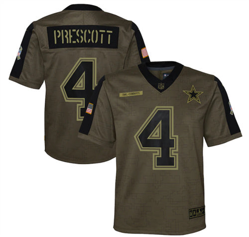 Dak Prescott Dallas Cowboys olive Salute To Service jersey