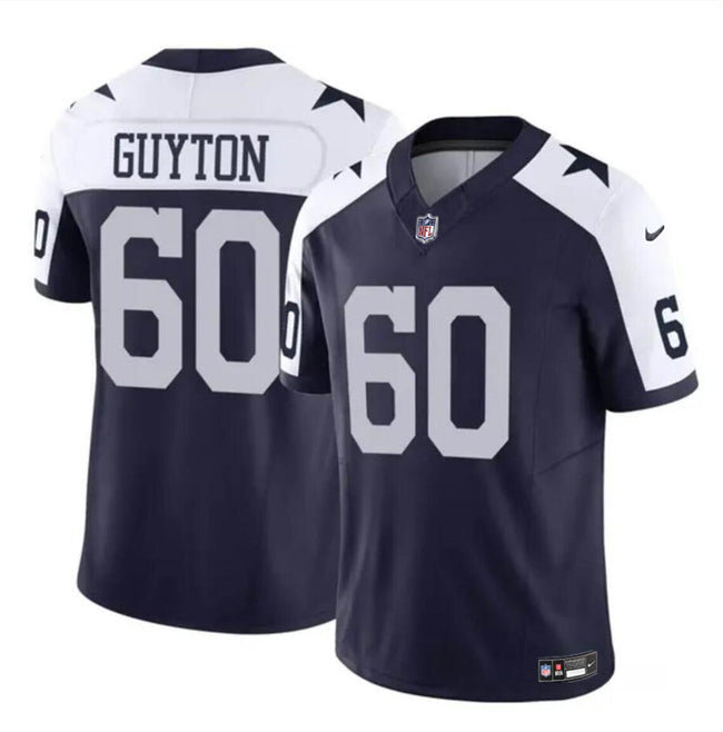 Tyler Guyton Dallas Cowboys navy-white FUSE jersey