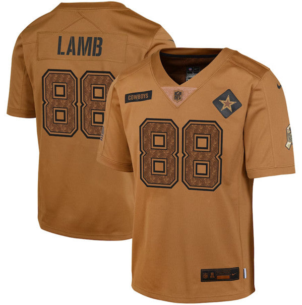 CeeDee Lamb Dallas Cowboys brown Salute To Service jersey
