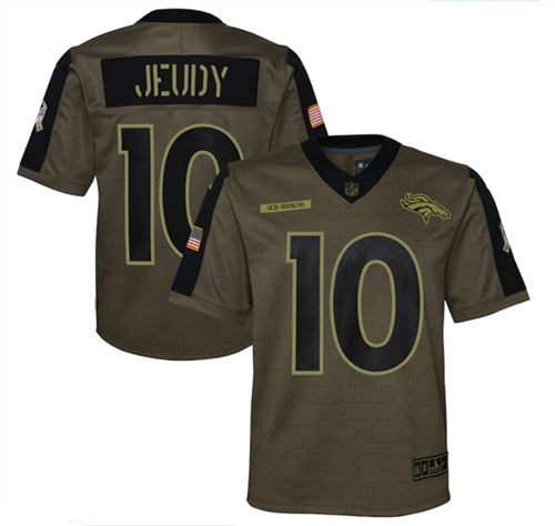 Jerry Jeudy Denver Broncos olive Salute To Service jersey