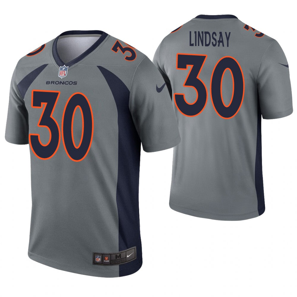 Phillip Lindsay Denver Broncos gray Inverted Legend jersey