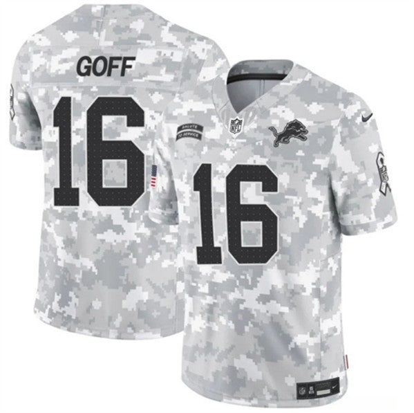 Jared Goff Detroit Lions camo Salute To Service jersey