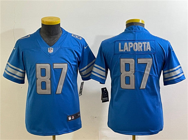 Sam LaPorta Detroit Lions blue jersey