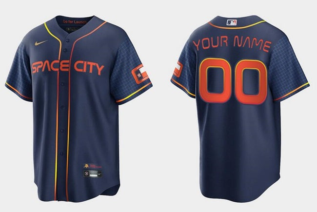 Custom Houston Astros navy City Connect jersey