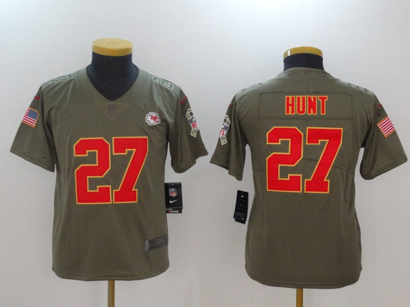 Kareem Hunt Kansas City Chiefs olive Salute To Service jersey