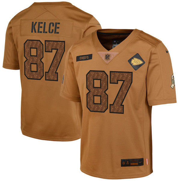 Travis Kelce Kansas City Chiefs brown Salute To Service jersey