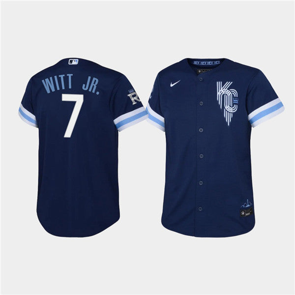 Bobby Witt Jr Kansas City Royals navy City Connect jersey