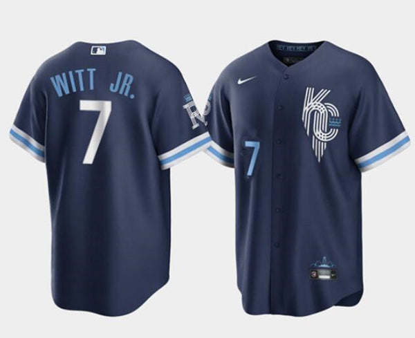 Bobby Witt Jr Kansas City Royals navy City Connect jersey