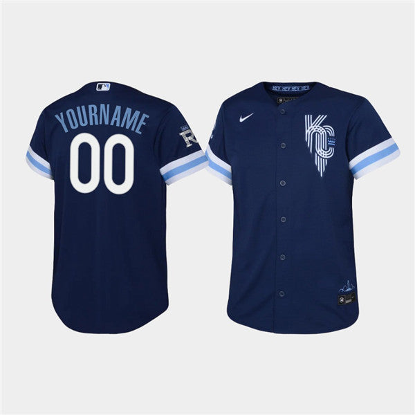 Custom Kansas City Royals navy City Connect jersey