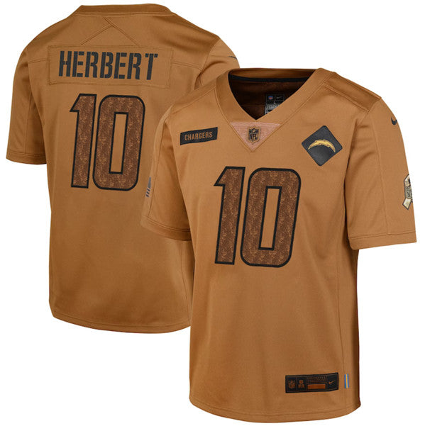 Justin Herbert Los Angeles Chargers brown Salute To Service jersey