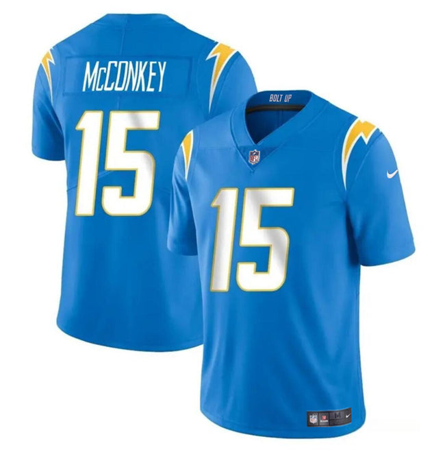 Ladd McConkey Los Angeles Chargers blue jersey