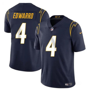 Gus Edwards Los Angeles Chargers navy jersey