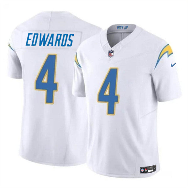 Gus Edwards Los Angeles Chargers white FUSE jersey