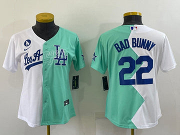 Bad Bunny Los Angeles Dodgers white-green All-Star jersey