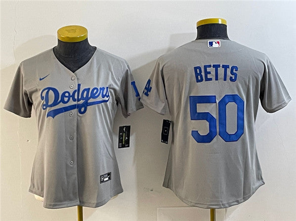 Mookie Betts Los Angeles Dodgers gray jersey