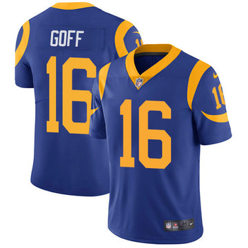 Jared Goff Los Angeles Rams royal jersey